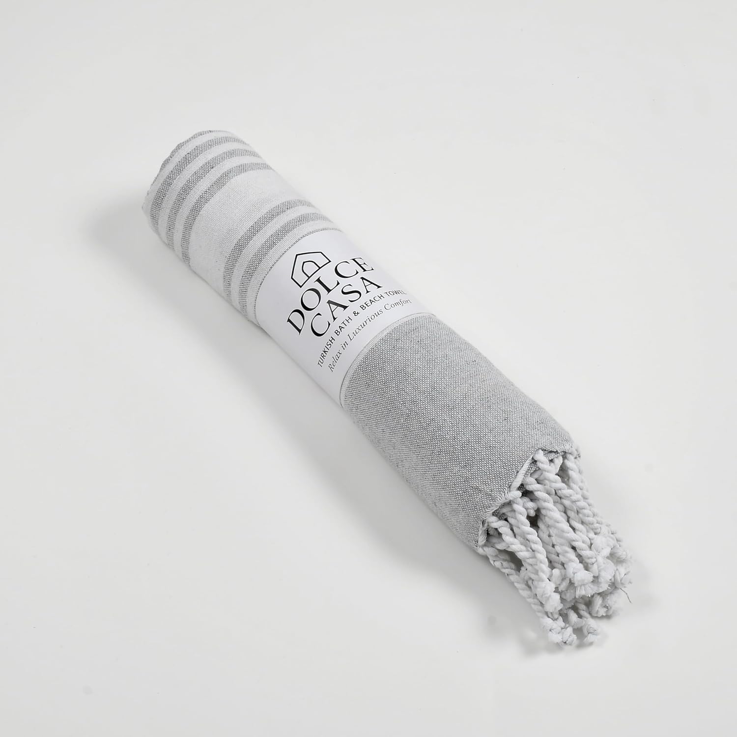 Dolce Casa 100% Cotton Turkish Fouta Towel 400 Gsm | Extra Large Full Size Cotton Bath Towel (Light Grey)