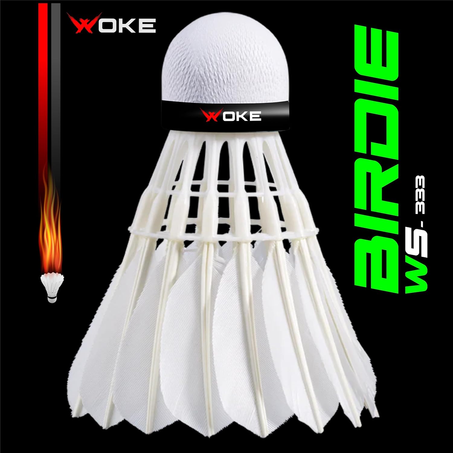 Woke Birdie WS 333 Feather Badminton Shuttlecock | Ideal For Tournaments & Professional Practice | White , Pack Of 3