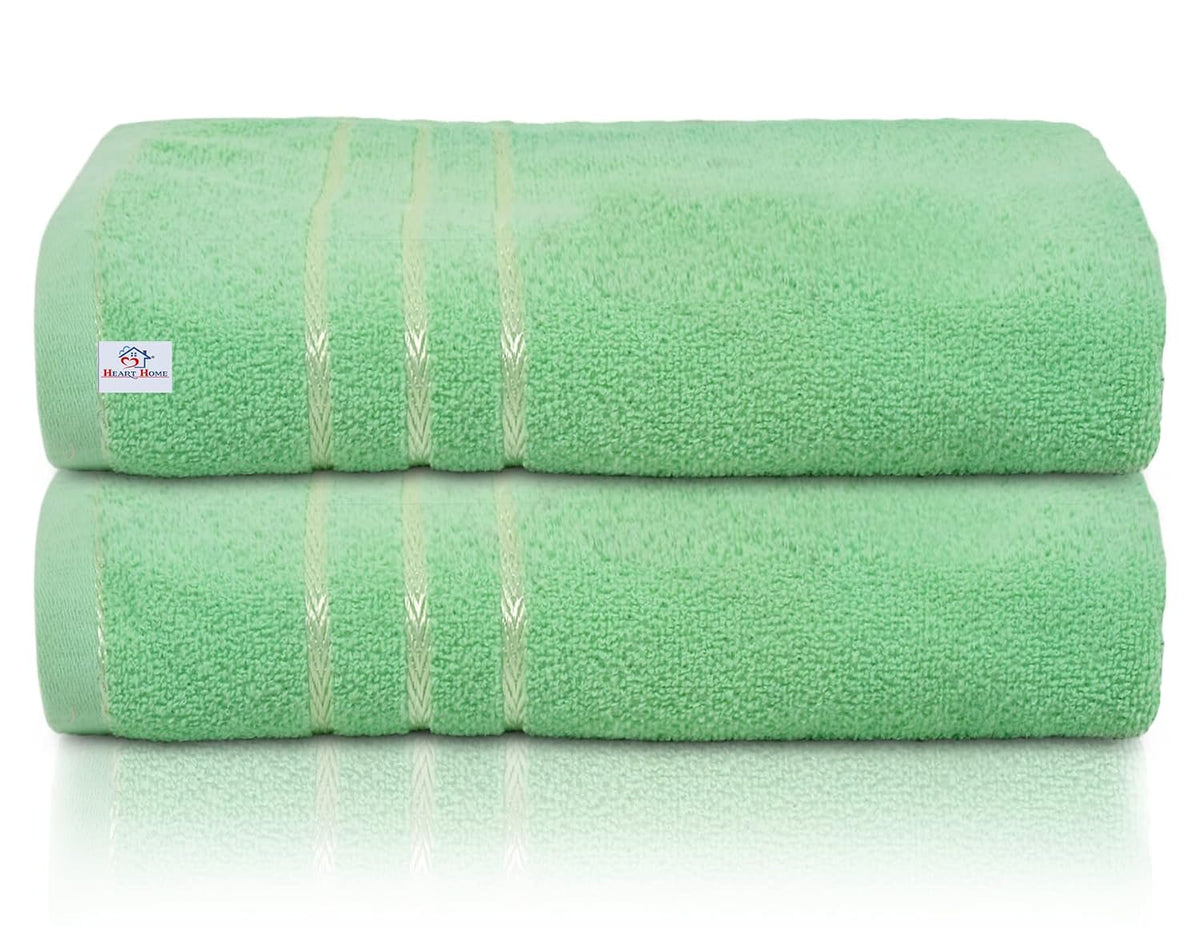 Kuber Industries Premium Bath Towel 1000 Gsm | Super Soft, Fluffy & Absorbent Cotton Bath Towel Perfect For Daily Use (Green) - Pack Of 2