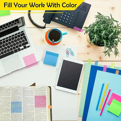 Transparent Sticky Note Pad, 5 Different Color 250 Sheets | Self-Sticky Note Pads, 3 X 3 Inch