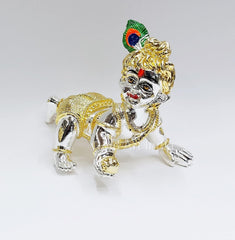 Laddu Gopal Idol, Gold & Silver Plated | Bal Gopal Idol, Synthetic Resin, Idol, Traditional Style, Two Tone, Handmade, Special Occasions, Makhan Chor Idol