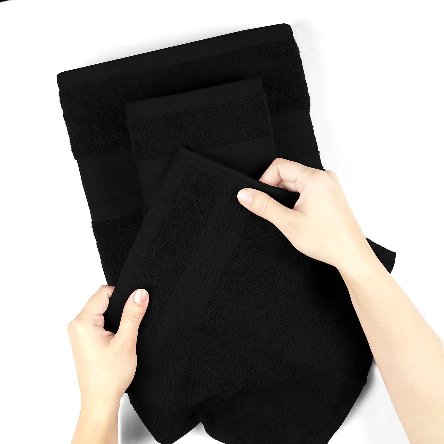 Trident Soft Comfort Air Rich Bath Towels 500 Gsm | 100% Cotton Towel, Super Soft, Highly Absorbent, 6 Pieces (Black)