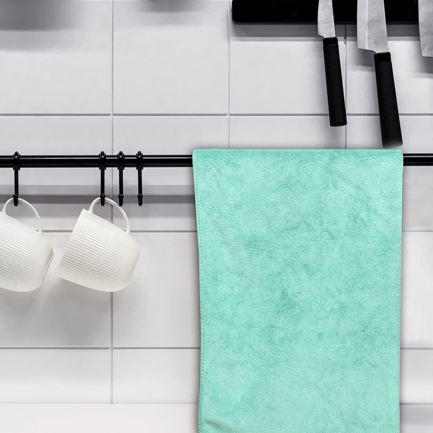 Kuber Industries Cleaning Cloths 200 Gsm | Microfiber Highly Absorbent Wash Towels For Kitchen, Car, Window (Green)- Pack Of 1