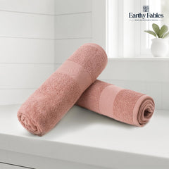 Earthy Fables Pure Carded Cotton Bath Towel 1000 Gsm | Soft, Absorbent, Quick Dry & Skin-Friendly Towel Set Of 2 (Blush)