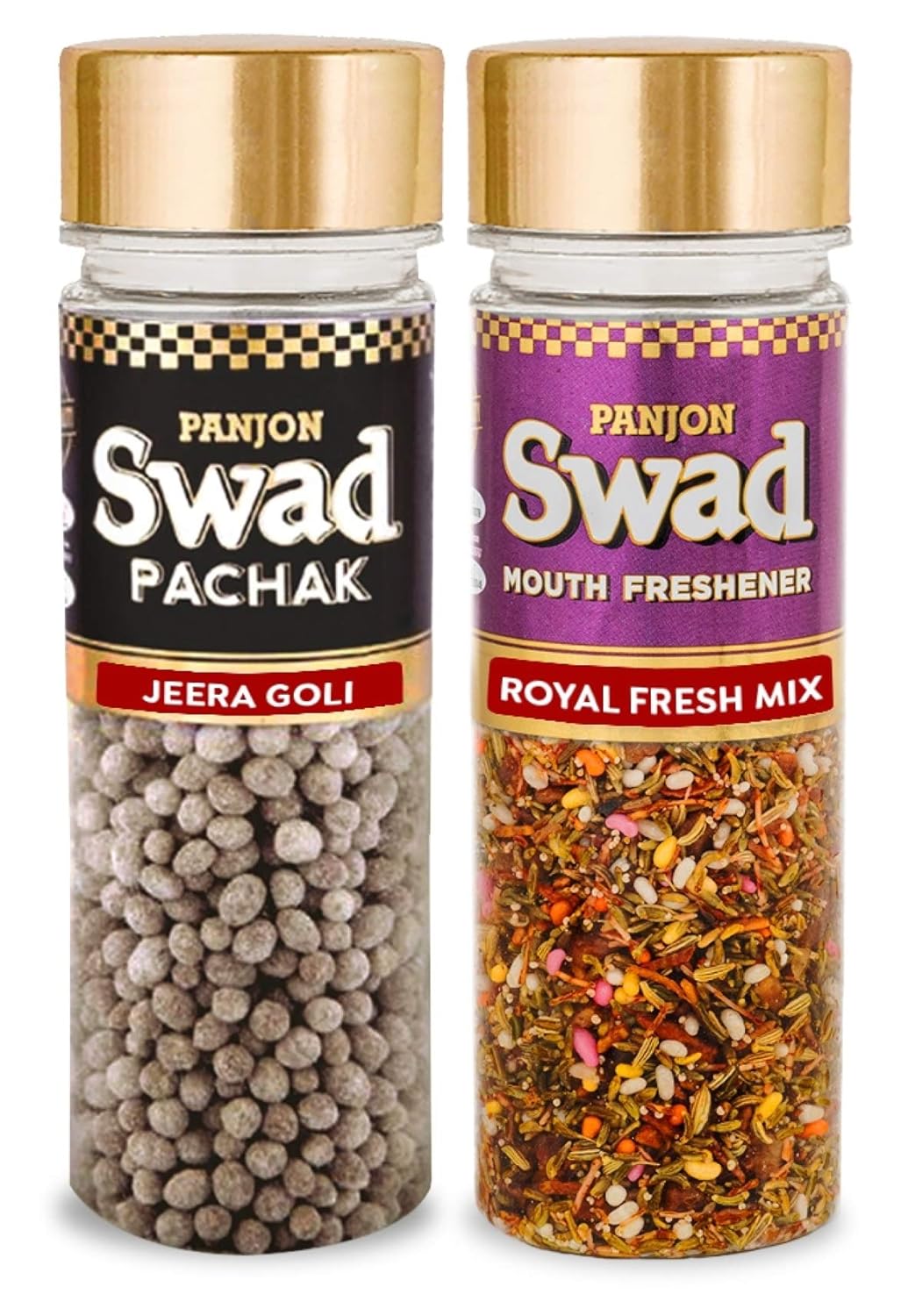 Panjon Swad Jeera Goli & Royal Fresh Mix Pachak Mouth Fresheners 260gm, (130gm *2 Bottles)