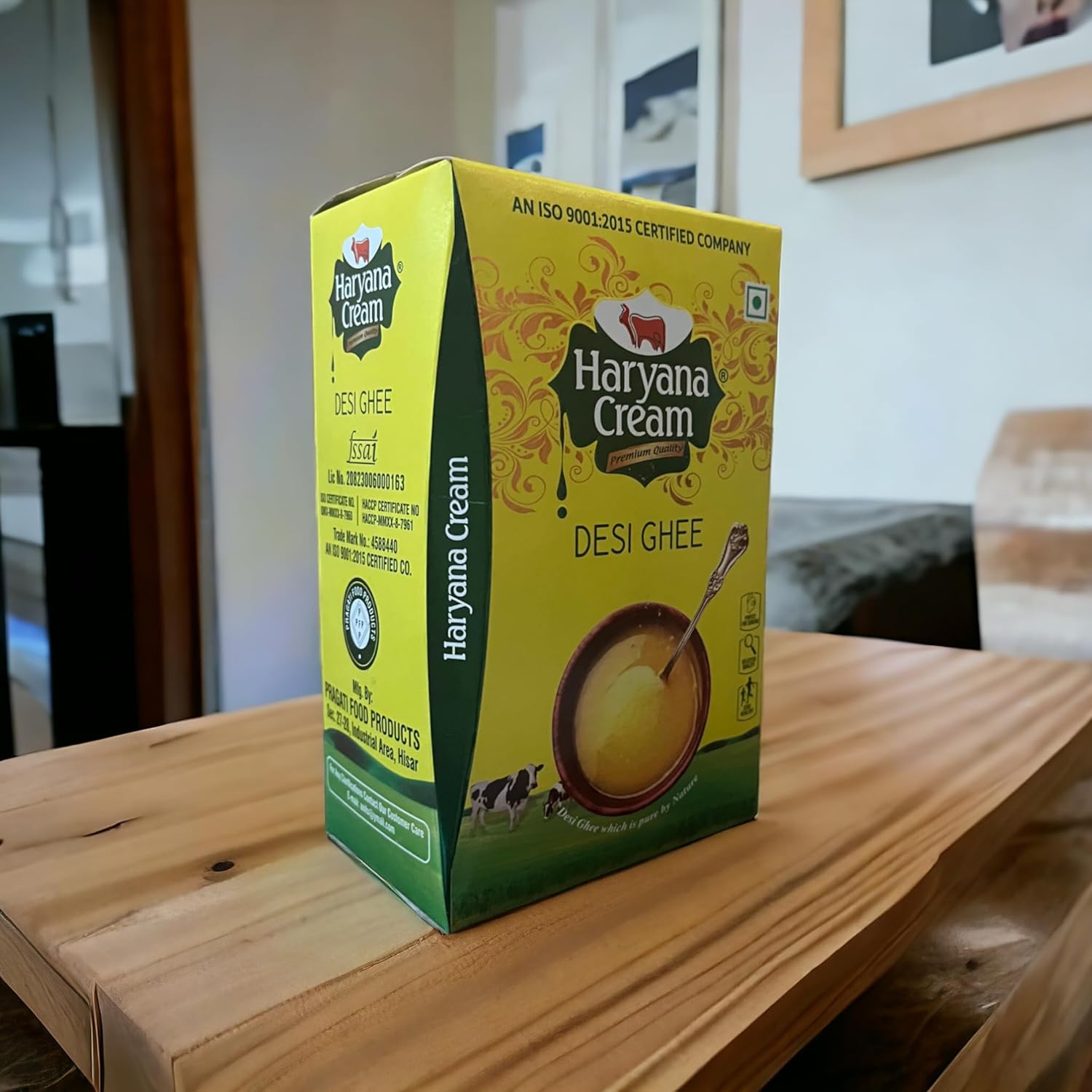 Natural Pure Desi Cow Ghee By Haryanacream | Natural & Healthy Homemade Fresh Ghee Prepared Using Traditional Method Good For Eyes | 2 Litre (1 Litr * 2) 67.6 Ounce | Box Pack