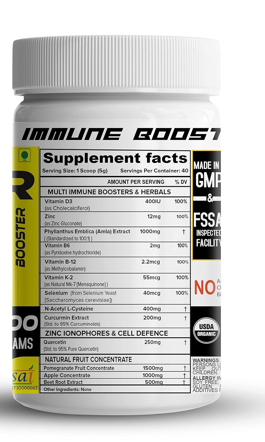 Nutrija Super Immune Booster Drink , D3, Zinc 30mg, B6, B12, Curcumin, Quercetin, Herb Blends , Immunity Booster Drink | Mango , 200gm 0.4lbs