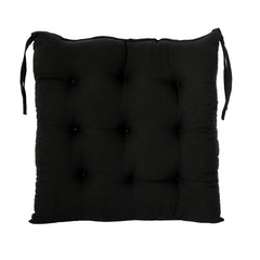 Chair Cushion Pad, Soft & Comfortable Sitting, Chair Pad - Black | Microfiber Square Chair Pad With Ties | Chair Seat Cushion For Office & Home | Furniture Cushion, Washable - Pack Of 4