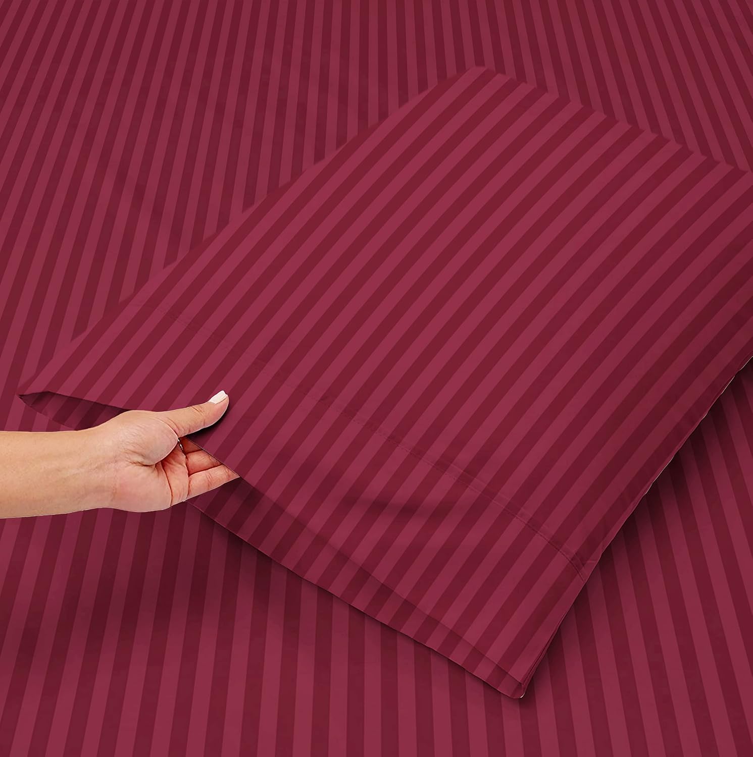 1 Double Bedsheets With 2 King Size Pillow Covers - 72 X 78 +10 Inches, Maroon | Double Bed With All Around Elastic Super Soft Breathable & Wrinkle Free
