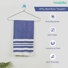 Madake Bamboo Ultra Soft & Thin Turkish Towel 454 Gsm | Quick Dry, Super Absorbent | Extra Large Bath Towel For Men & Women (Powder Blue)