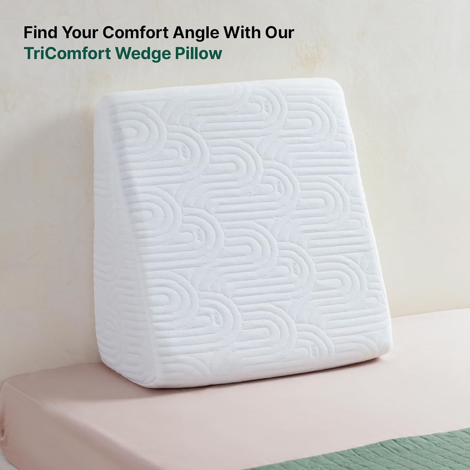 Bed Wedge Pillow For Sleeping, Multipurpose Use, White, XL King Size - 24 L X 24 W X 10 H Inch | Medium Height, Soft Pillow, Memory Foam Pillow, Removable Pillow Cover, Eco Friendly