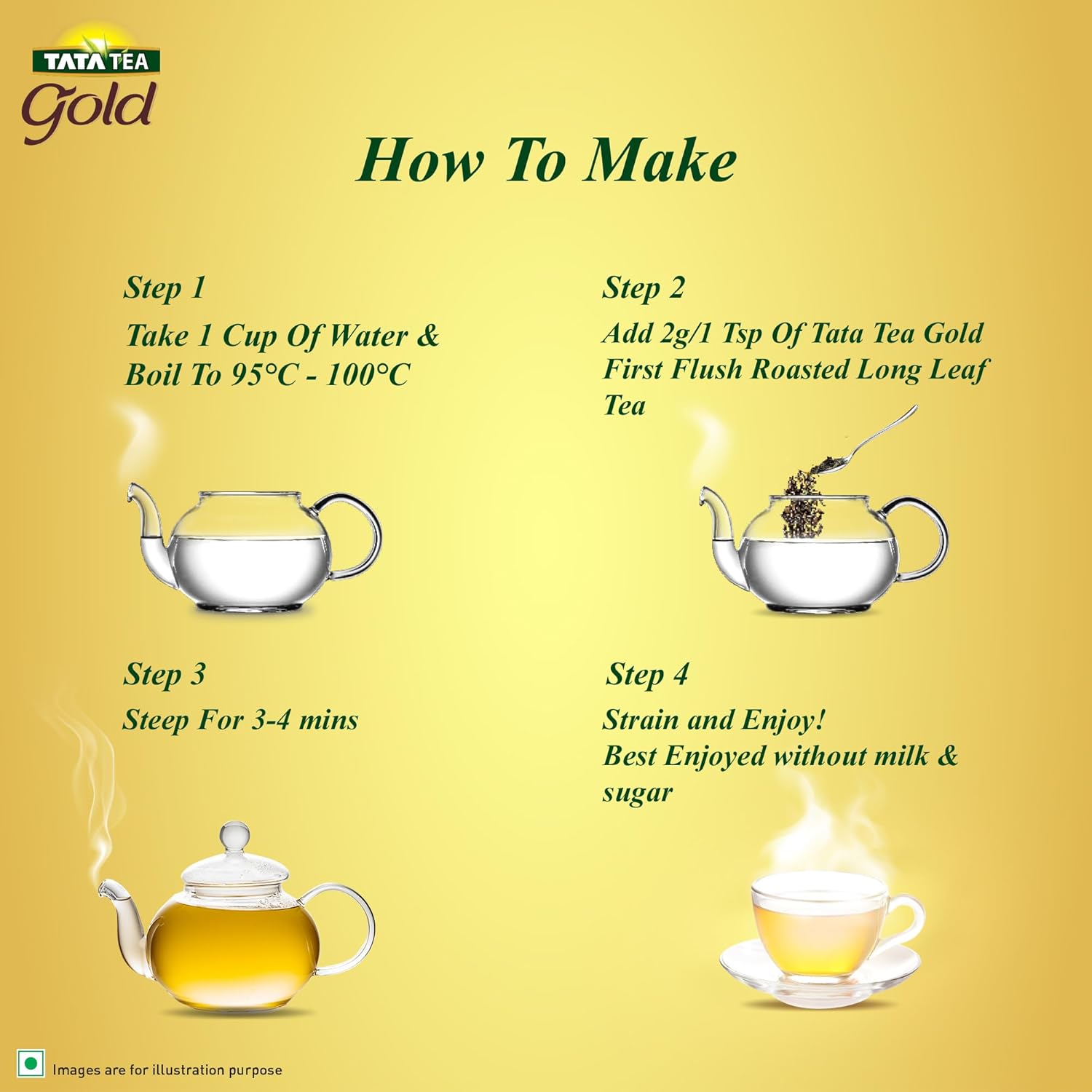 Tata Tea Gold First Flush Tea - 250gm, 8.8 Ounce | Roasted Long Leaf Tea - Rich Taste & Smoky Aroma | Medium Caffeine Chai Patti