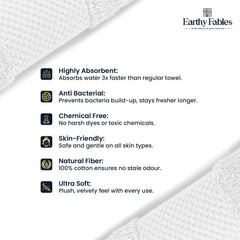 Earthy Fables Premium Bath Towel 600 Gsm | 100% Combed Cotton Ultra Soft, Quick Dry & Highly Absorbent For Home | 140 X 70 Cm (White)