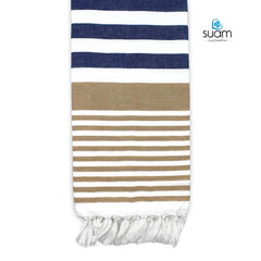 Suam Suntails Luxury Pure Cotton Towels 400 Gsm | Absorbent, Quick Dry Super Soft Ideal For Bath, Beach, Swimming & Travel | Standard Size (Sandal & Dark Blue), 250 Tc