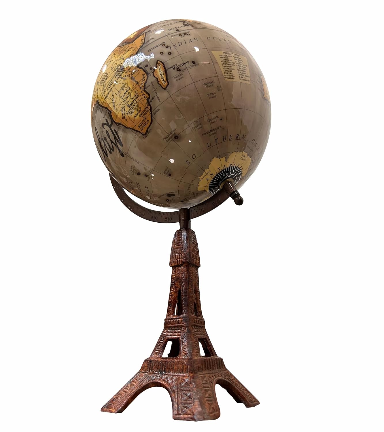 Wanderlust Slogan Globe With Eiffel Tower Base For Home Decor, Gift, Decorative Office Table, For Kids & Students Learning, Pack Of 1