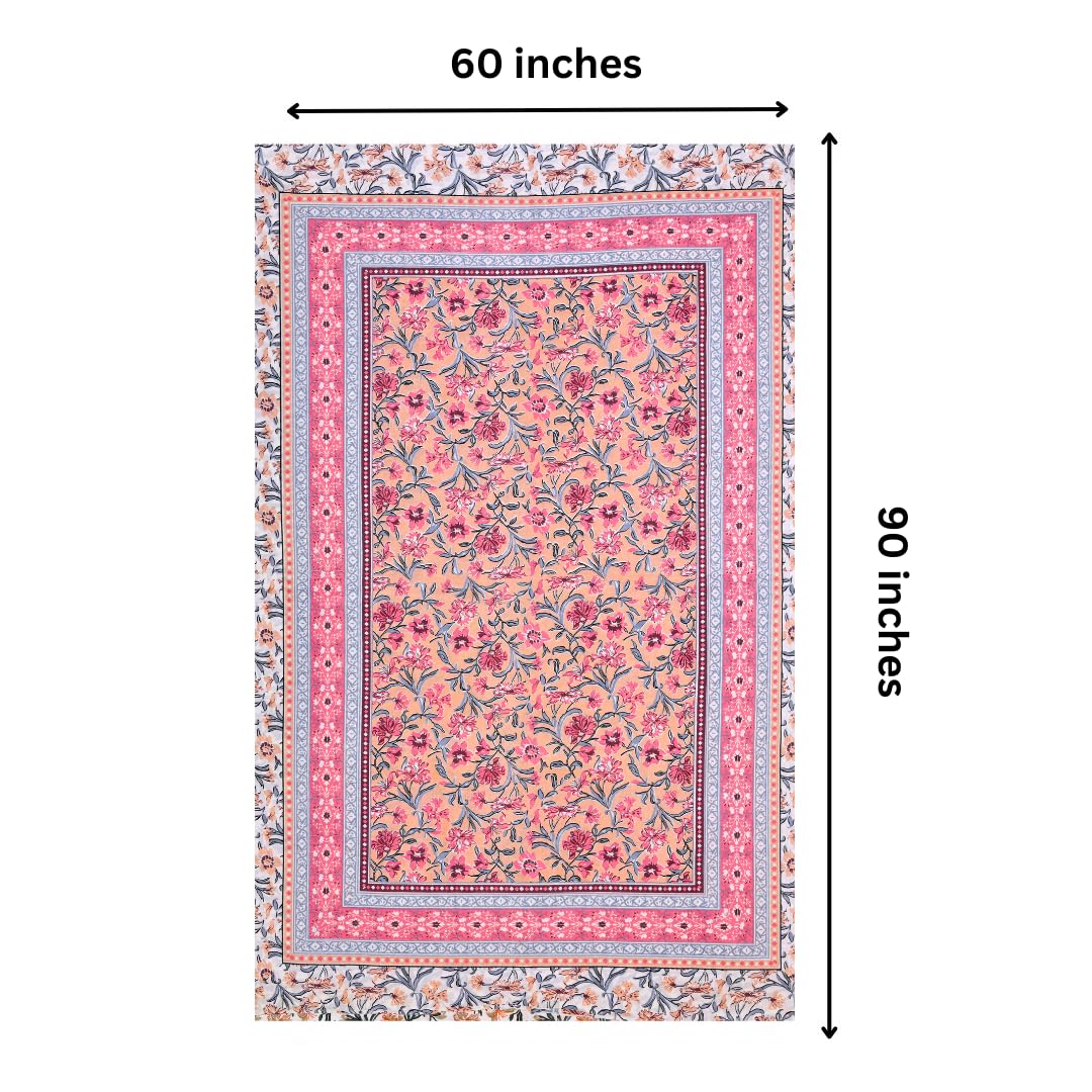 Soft Cotton Single Size Bedsheet With 1 Pillow Cover - 60 X 90 Inches, Blush & Pink | Durable For Everyday Use - All Season Comfort