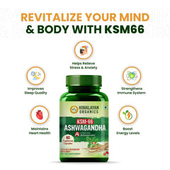 Himalayan Organics Ashwagandha 1000mg, Boost Energy, Strength, Stamina Helps Anxiety & Stress Relief For Men & Women | 60 Capsules 100gm 0.2lbs
