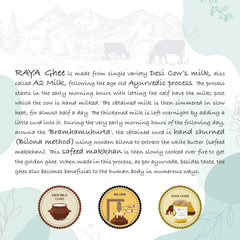 Organic A2 Desi Cow Ghee By Raya | Good Source Of Protein Fiber & Vitamin A Healthy Desi Ghee Perfect For Parathe | (500ml) 16.9 Ounce | Jar Pack