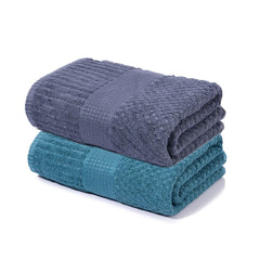 Mush Hearth & Haven Bamboo Large Size Bath Towels 900 Gsm | Bamboo Bath Towel Soft, Highly Absorbent & Quick Dry (Moon Grey & Steel Blue) - Pack Of 2