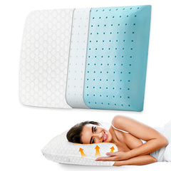 Cooling Memory Foam Pillow For Neck & Shoulder Pain, White, Standard Size | Orthopedic Pillow For Sleeping, Pain Relief & Spinal Alignment | Ergonomic Design, Washable Cover - Pack Of 1