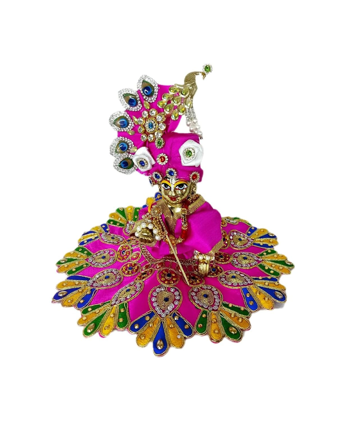 Laddu Gopal Idol With Heavy Dress, All Accessories, Brass, Gold Idol - Size No.5, Thakur Ji Murti, Occasion & Festivals, Janmashtami Specials, Bal Gopal Statue, Baby Krishna Idol