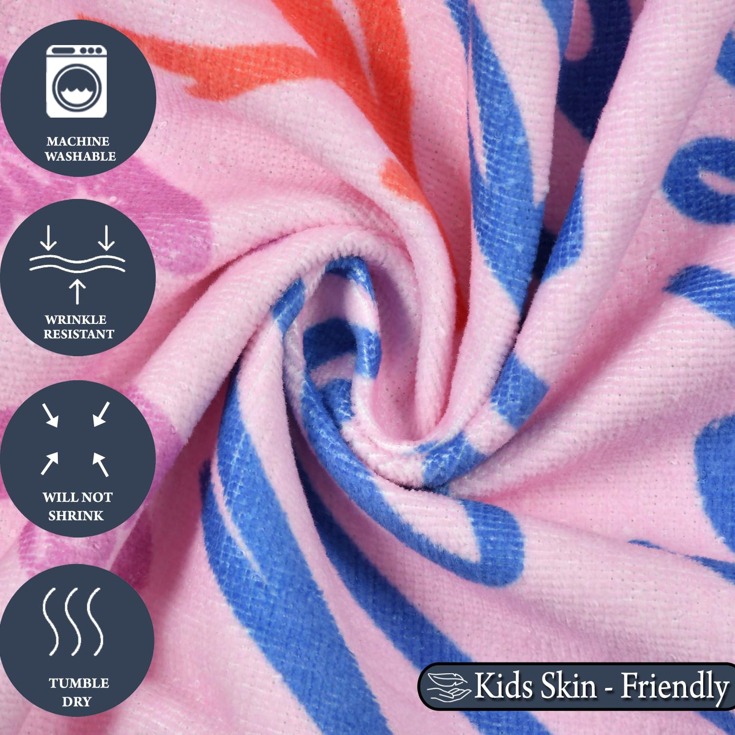 Fresh From Loom 100% Cotton Fur Hypoallergenic Bath Towel For Kids 300 Gsm | Double Stitched Edge (Navy Blue)