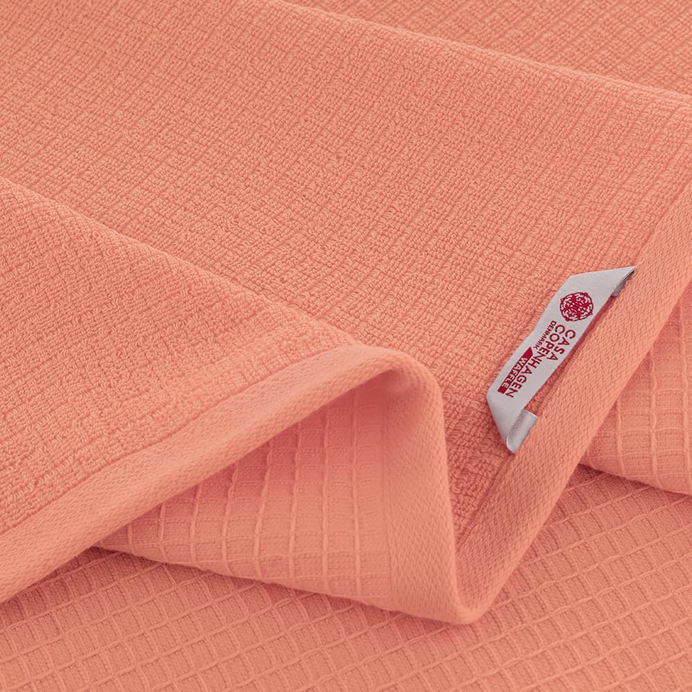 Casa Copenhagen Egyptian Cotton Waffle Large Bath Towel 500 Gsm (Malibu Peach)