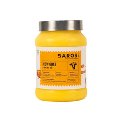Natural Desi Cow Ghee By Barosi | Rich In Vitamins A, E & Healthy Cow Desi Ghee Good For Digestive Health | (1 Litr) 33.8 Ounce | Jar Pack