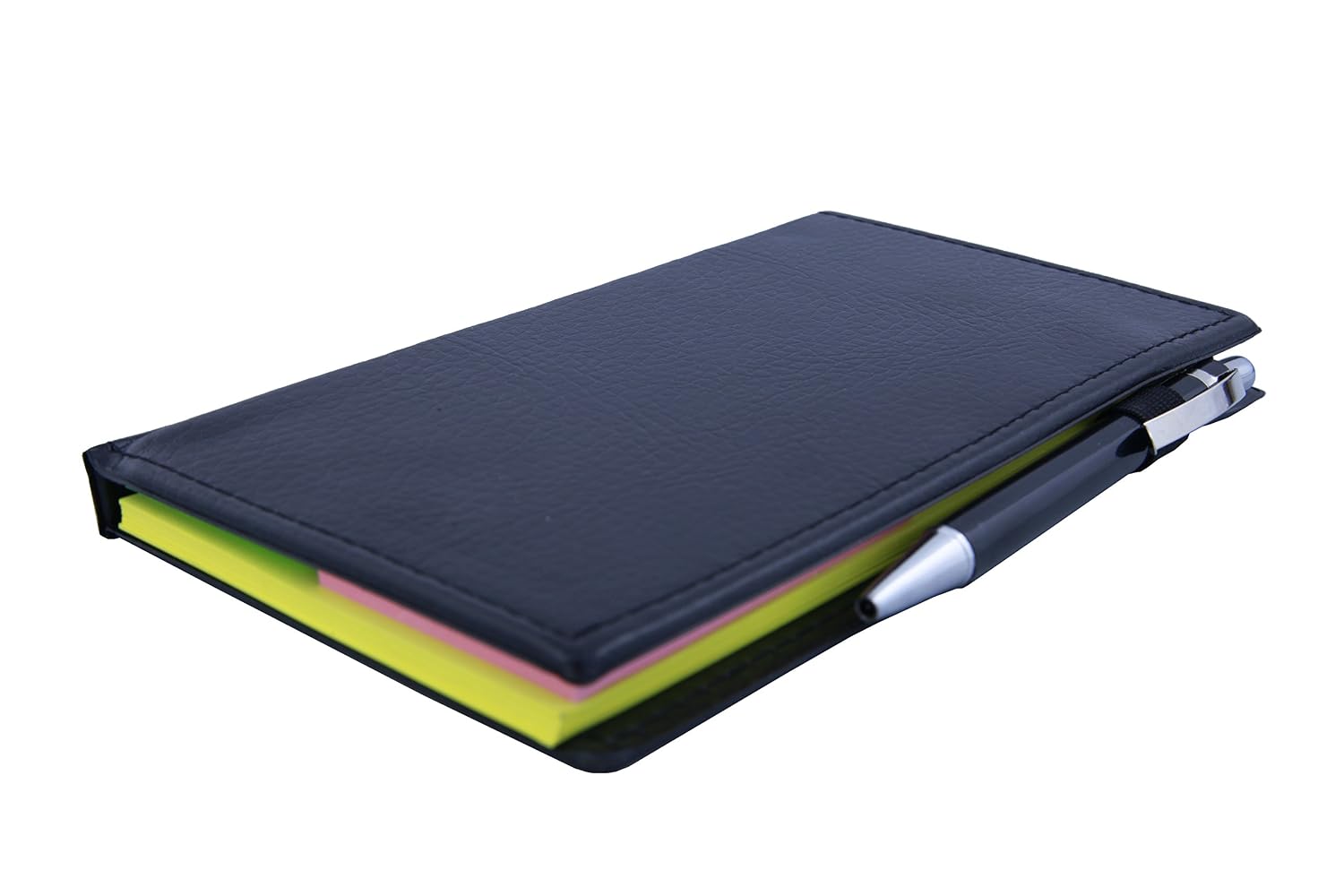 Sticky Notes, Clip Holder & Pen | Desk & Office Organizer Notebook (Lemon Green)