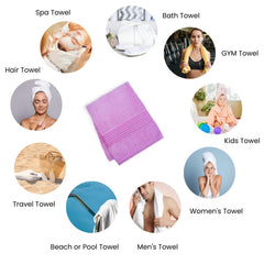 Micro Cotton Remy Basel Luxury Terry Cotton Bath Towel 550 Gsm | Super Comfortable 100% Long Staple Cotton Bath Towel (Purple)