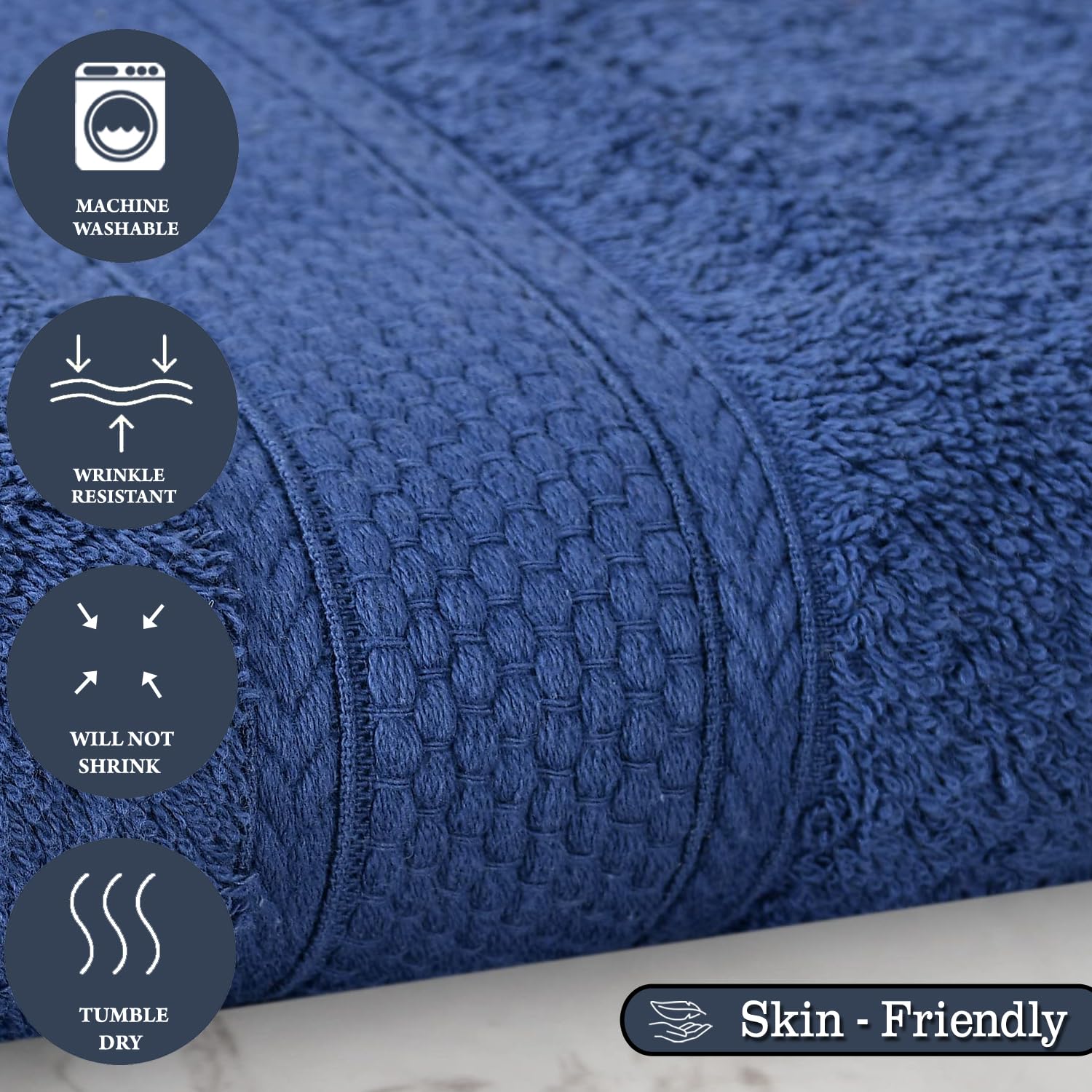 Fresh From Loom Luxury Edition Egyptian 100% Pure Cotton Bath Towel 600 Gsm | High Water Heavy Soft Dual Stitched Bath Towel (Blue)