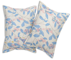 Elastic Fitted Double Bedsheets With 2 Pillow Covers - Size 72 X 68 X 6 Inches, Cream & Blue | Double Bed With Corner Elastic | Wrinkle Free Super Soft Floral Breathable