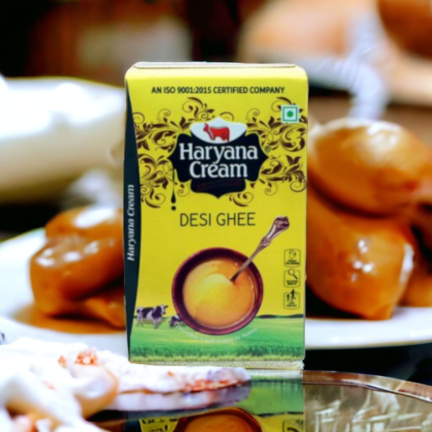 Natural Pure Desi Cow Ghee By Haryanacream | Natural & Healthy Homemade Fresh Ghee Prepared Using Traditional Method Good For Health | (1 Litre) 33.8 Ounce | Box Pack