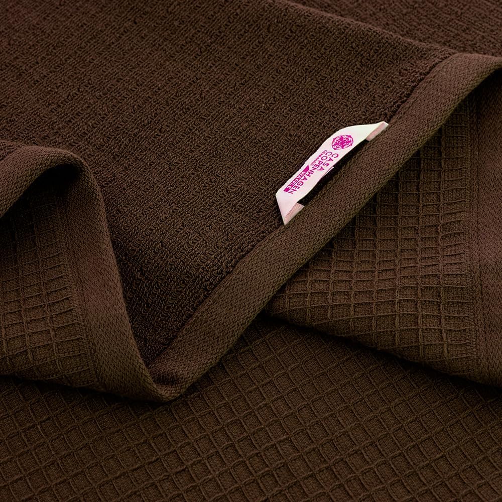 Casa Copenhagen Egyptian Cotton Waffle Large Size Bath Towel 500 Gsm (Brown)
