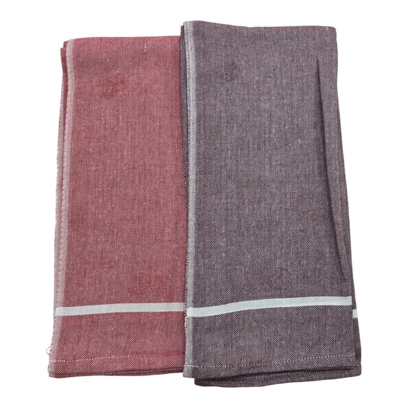 Ambika Stores & Readymades Large Size Kerala Traditional Cotton Bath Towel/Thorthu 700 Gsm | Light Weight Kerala Thorth & Stitched Towels (Rosy Brown & Brown) - 2 Pcs