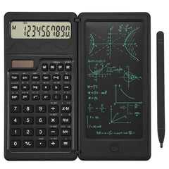 EooCoo Scientific Calculator For Students & Erasable LCD Writing Board Tablet, Math Calculator With Notepad,10 Digit, Solar Battery, Slim Portable, Suitable For School, College, Office, Black