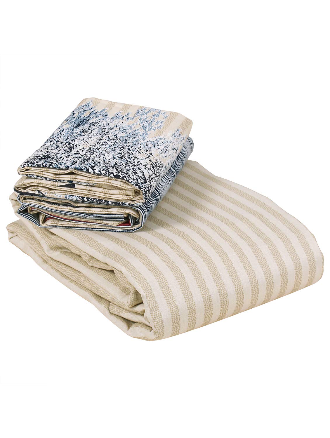Soft Bedsheet For King Size Bed With 2 Matching Pillow Cover | 106 X 106 Inches, Blue & Cream | Skin-Friendly Touch & Lasting Comfort - Soft & Breathable