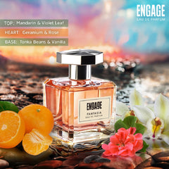 Engage Fantasia Eau De Parfum For Women 100ml 3.4 Fl.oz. , Long Lasting Perfume , Floral & Spicy Fragrance Scent , For Night Occasions , Gifts For Women , Free Tester With Pack