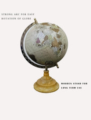 Rotating World Globe 8 Inch With Gold Arc And Wooden Stand For Show Pieces For Home DéCor, Office Decor, Study Table Decor, Birthday, Party Gifts & Anniversary, Pack Of 1