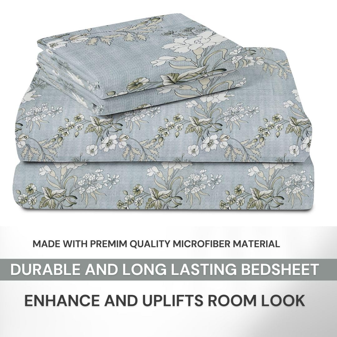 100% Cotton Double Bed Bedsheet Set With 2 Pillow Covers - 90 X 90 Inches, Grey | 144 Thread Count Soft & Breathable, For Bedroom & Gifting
