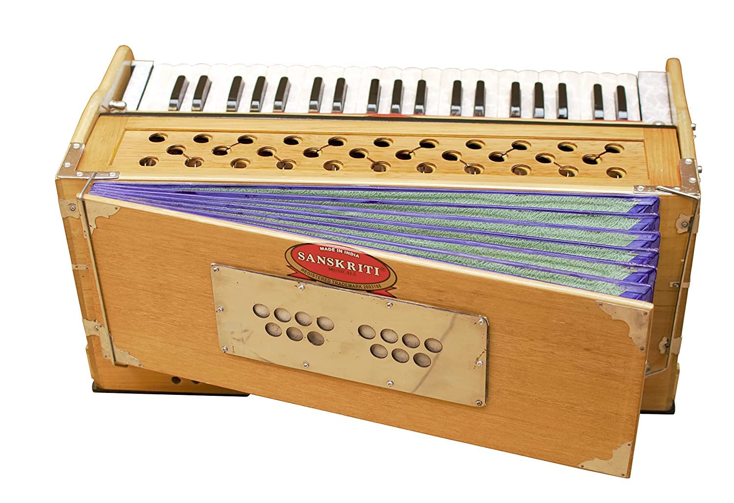 Musical Instruments Harmonium With Padded Bag - 9 Stopper, 3 1/2 Octave, Double Reed (Base- Male), 39 Keys | Tuning A440 Standard Pitch - Two Side Carry Handles