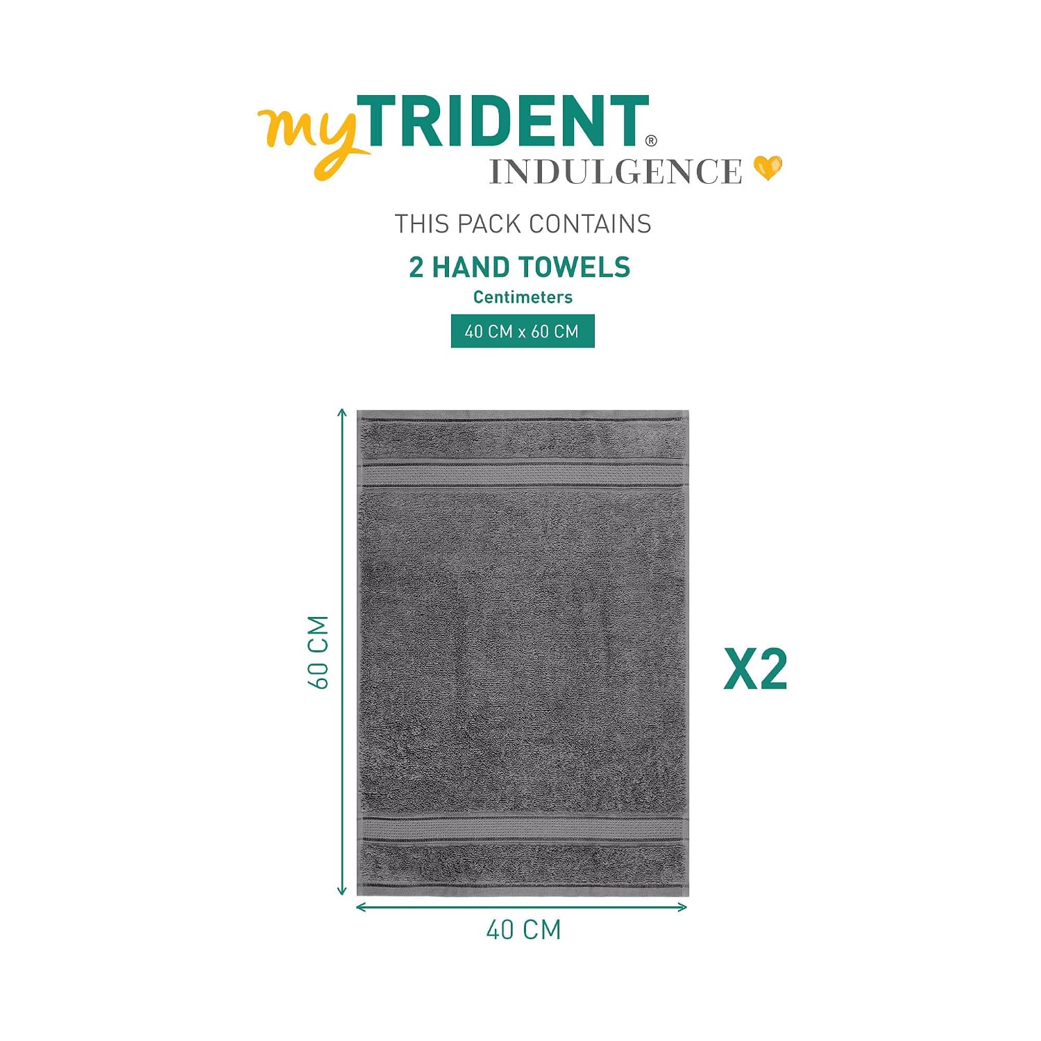 Mytrident Indulgence Collection Hand Towel 400 Gsm | 100% Cotton For Men & Women Hand Towel - Anchor Grey (Pack Of 2)