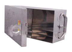 Stainless Steel Jewellery Box Bank Locker Safe Storage Cash Peti Bank Box Container 8 - Inch, Printed Laser Design, Silver