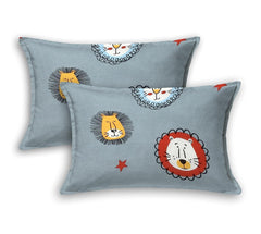 Wrinkle Free Soft Kids Double Bedsheets For King Size With 2 Pillow Cover | 90 X 95 Inches, Grey | Cartoon Printed Design | Child Bedroom Decor
