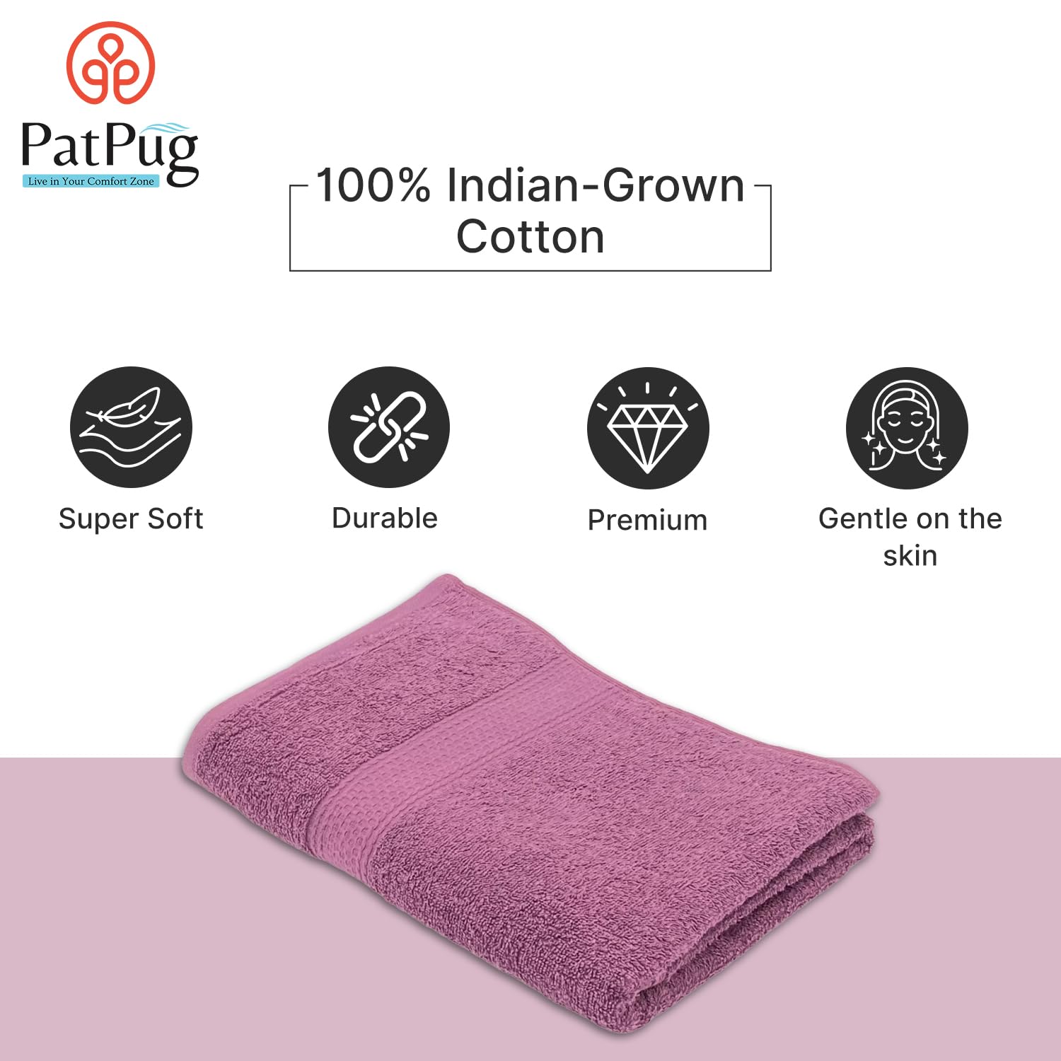 PatPug 100% Indian Ultra Soft Cotton Towel 380 Gsm | Highly Absorbent, Fade Resistant Large Bath Towel (Wine Red)