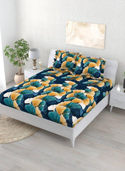 Premium Heavy King Size Bedsheet With 2 Frill Pillow Covers | 72 X 78 Inches, Blue | Double Bed, All-Around Elastic Fitted | Luxurious Comfort & Durability