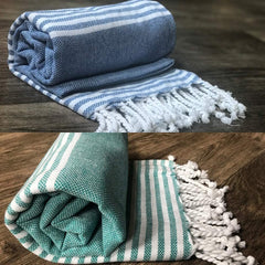 Rosslyn Bath/Beach Towel 700 Gsm | Ultra Soft, Absorbent & Quick Dry Bath Towel (Blue & Green) - 2 Pcs