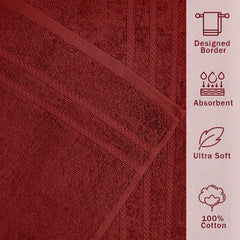 Troveo Super Soft Cotton Hand Towels 400 Gsm | Super Absorbent Multipurpose Hand Towel For Home Gym Workout Traveling Running & Kitchen (Red) - Pack Of 2