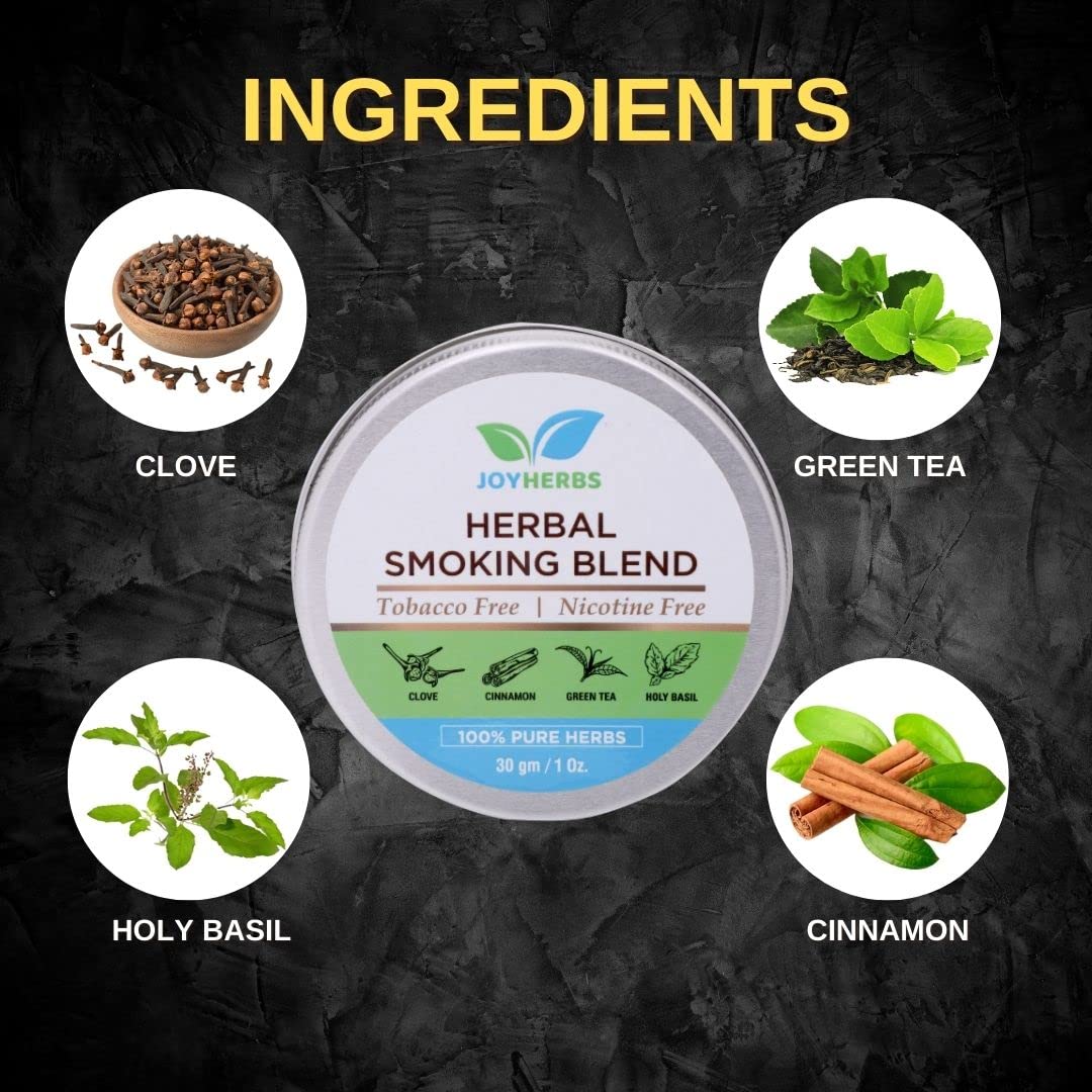 Natural & Ayurvedic Herbal Smoking Blend 1 Pack 1 Oz/ 30g Can With Wooden Steel Pipe | Helps To Quit Smoking - Tobacco-Free & Nicotine-Free Smoking Mixture