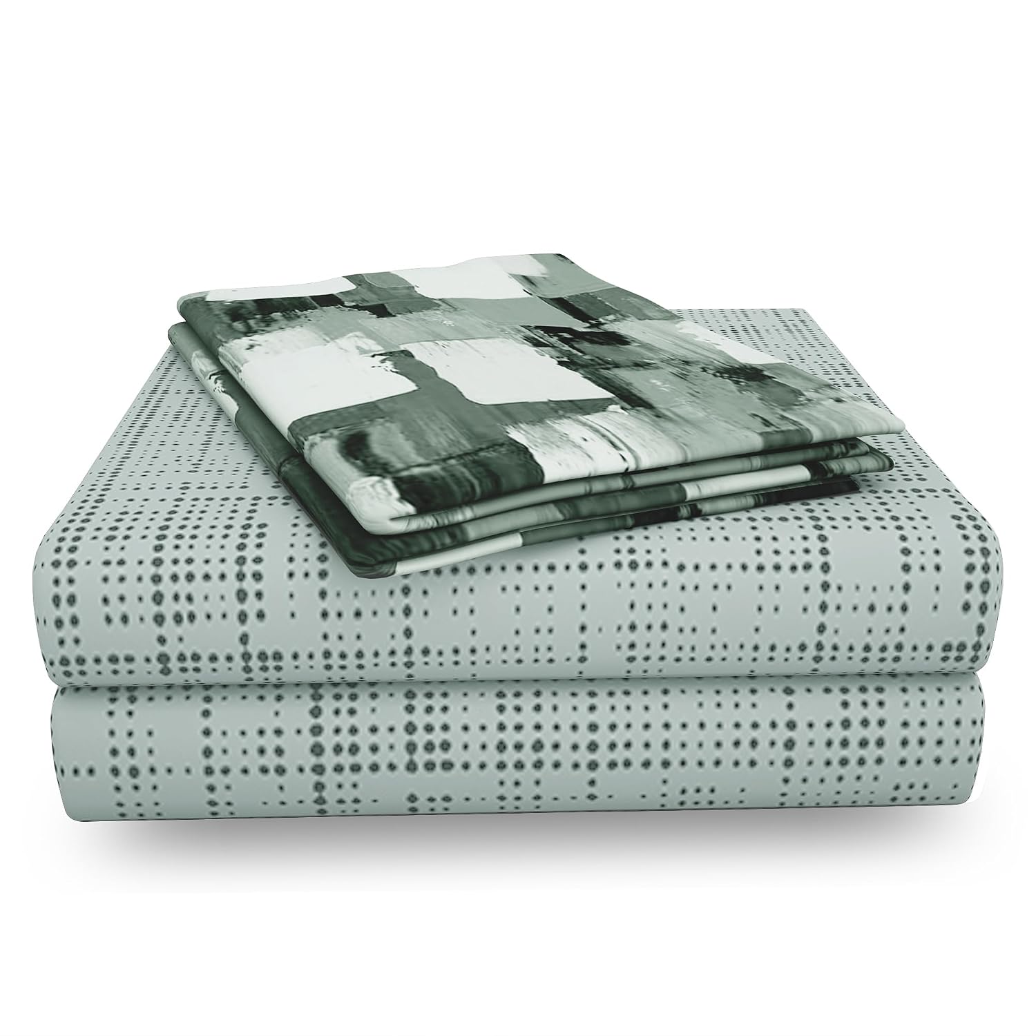 Bedsheets For Double Bed With 2 Pillow Covers - 88 X 100 Inches, Grey & Green | Ideal For Home Decor, Guest Home, Hotel